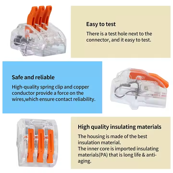 Compact Quick Splice Spring Cable Lever New 32A/450V Electrical Terminal Blocks Fast Push-in Wire Connector