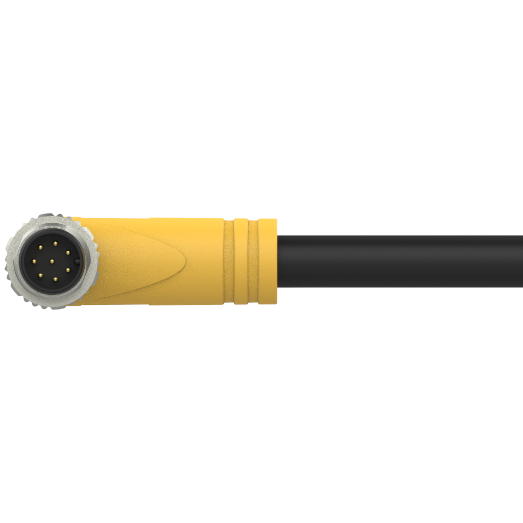 MARVTECH OEM angle 8 pin M8 overmould waterproof cable connector for signal, sensor/actuator boxes