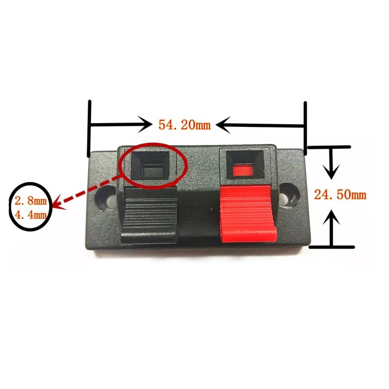2 Positions Connector Terminal Push in Jack Spring Load Audio Speaker Terminals Kit Diy