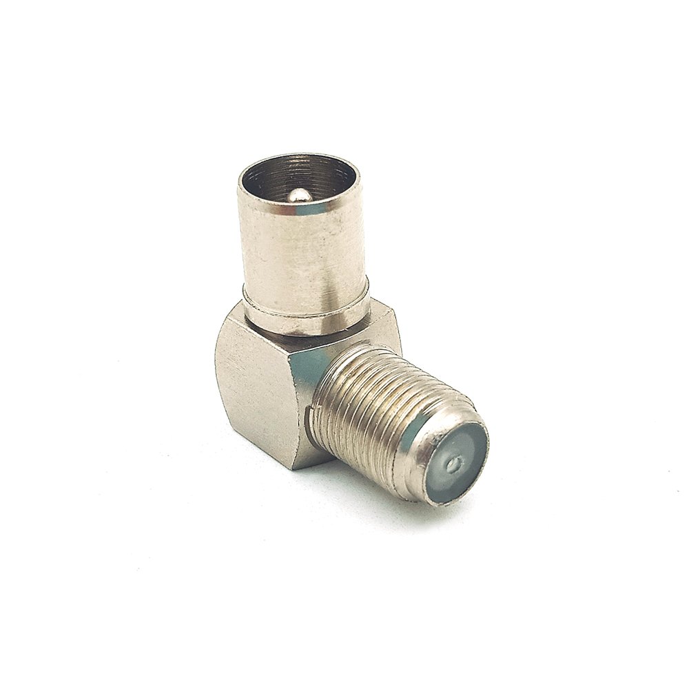 NIckel Plated Right Angled PAL Male Plug to F Female Jack TV Antenna Adapter Connector