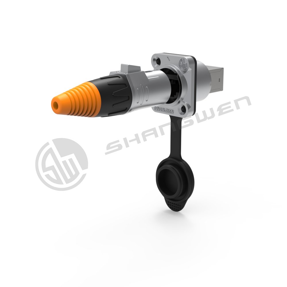 Outdoor Metal Button Ip65 Ip67 Rj45 Signal Waterproof Female And Male Ethernet Chassis Connector