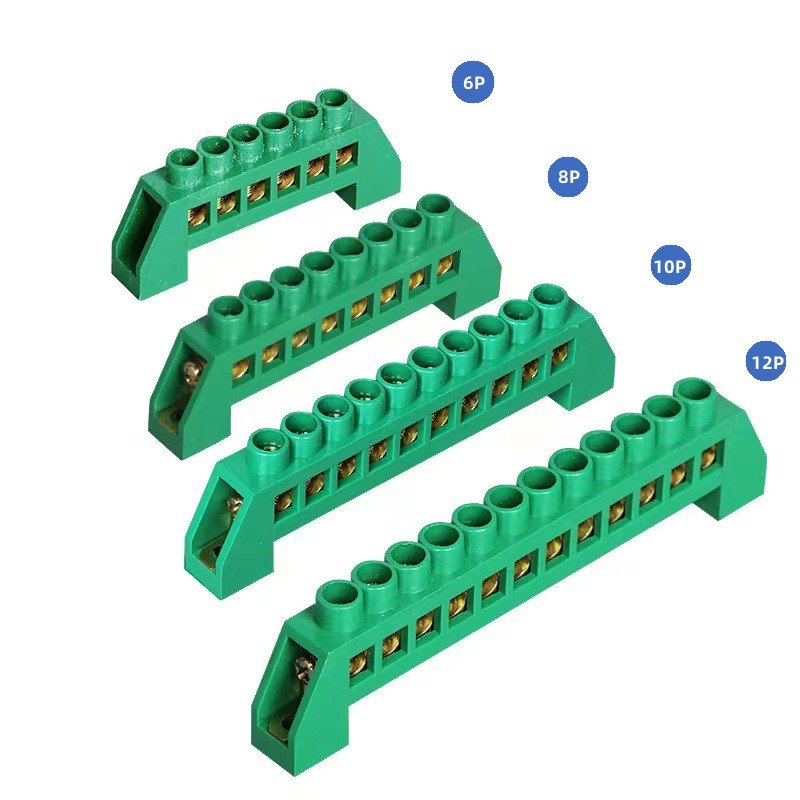 Rail terminal blocks 4hole 6hole 8hole Bridge Type Copper terminal blocks screw fixed earth wire terminal block connectors