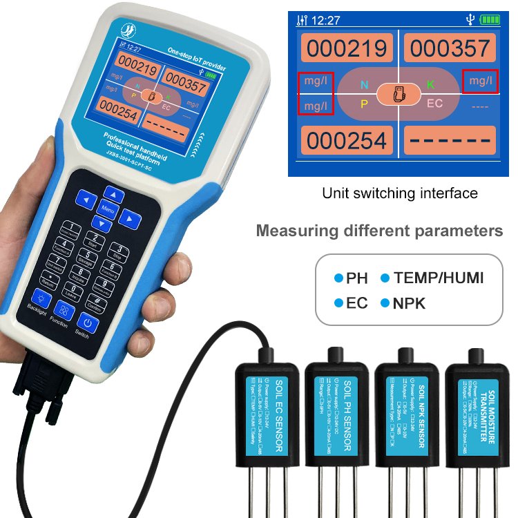 5-in-1 farme agricultural testing device soil pH NPK temperature moisture salinity sensor tester