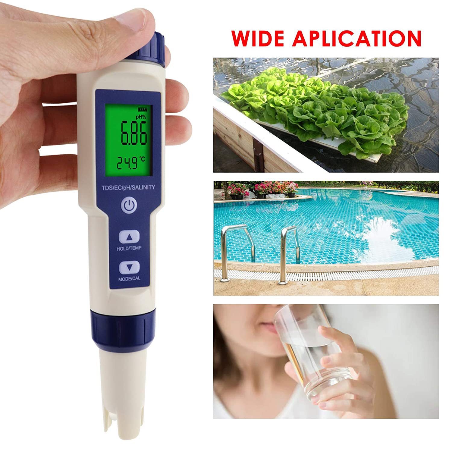 Manufacturer Top Selling 5 in 1Portable Water Quality Tester 5 parameter Digital TDS/EC/PH/Salinity/Temperature Meter