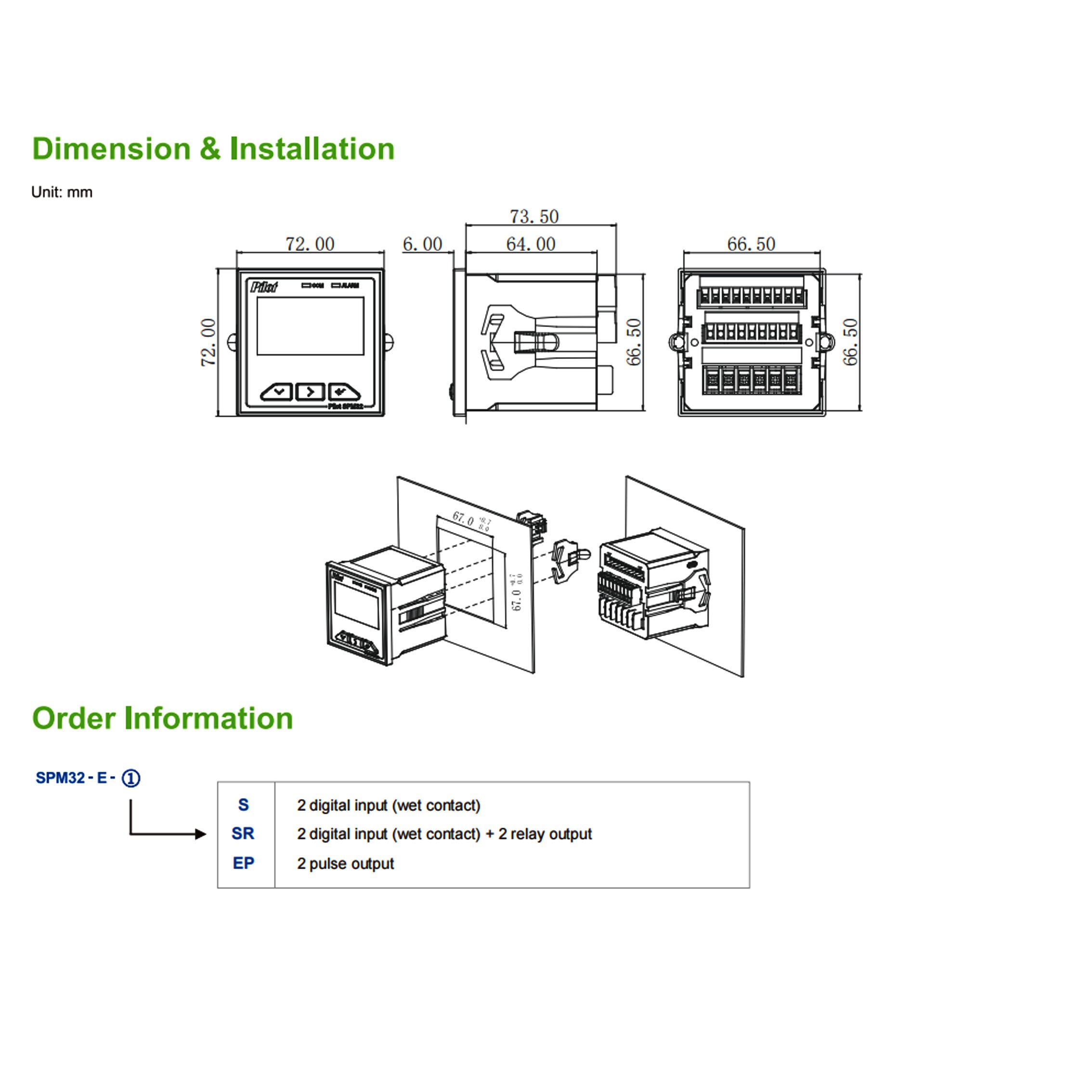 Hot-selling Multifunction three-phase Pilot power meter SPM32-E-SR energy meter panel power meter with RS485 Modbus