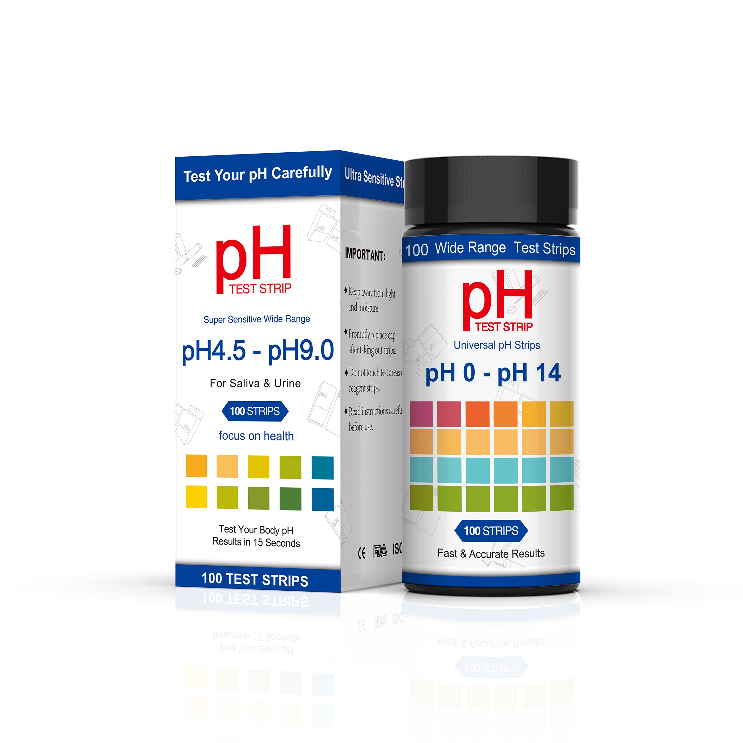 A pH Test Paper (pH 4.5-9.0 Test Strips) for Urine and Saliva Test