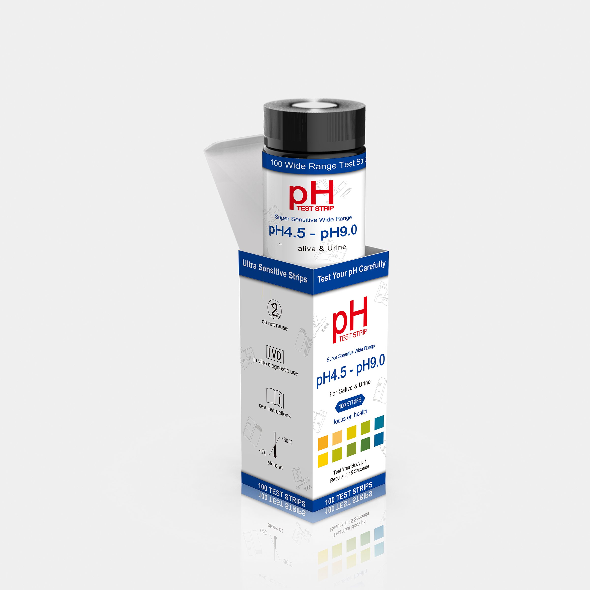 A pH Test Paper (pH 4.5-9.0 Test Strips) for Urine and Saliva Test