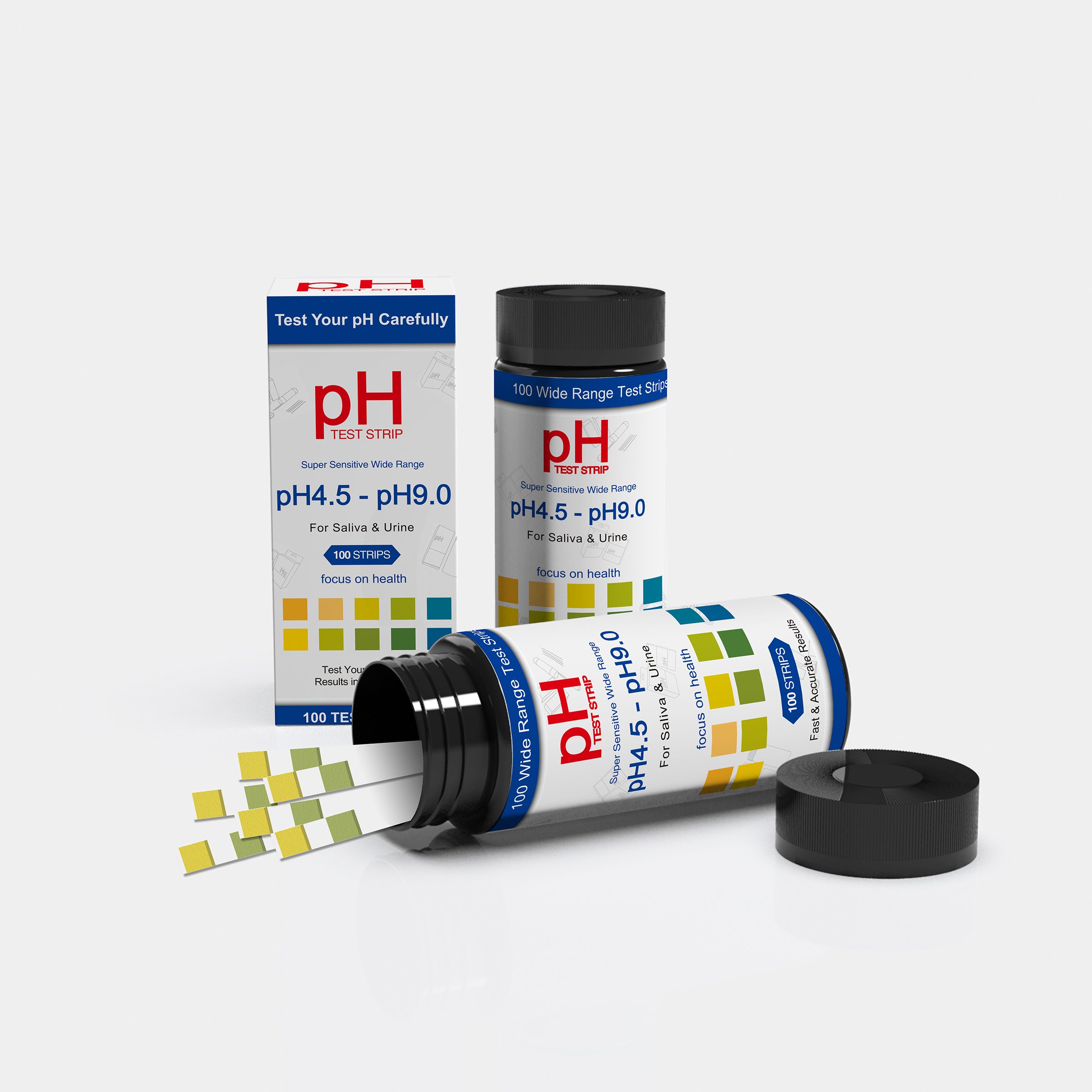 A pH Test Paper (pH 4.5-9.0 Test Strips) for Urine and Saliva Test