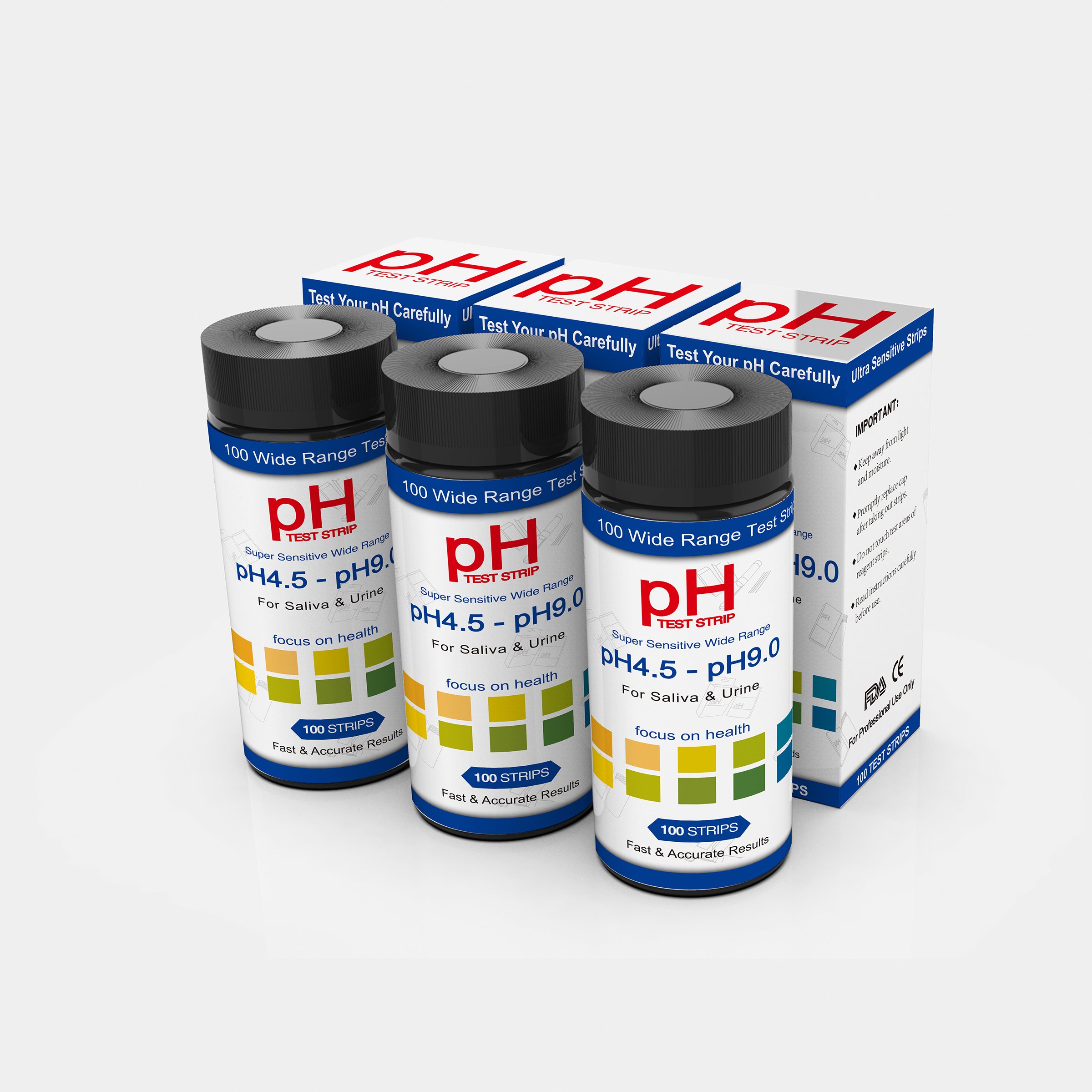 A pH Test Paper (pH 4.5-9.0 Test Strips) for Urine and Saliva Test