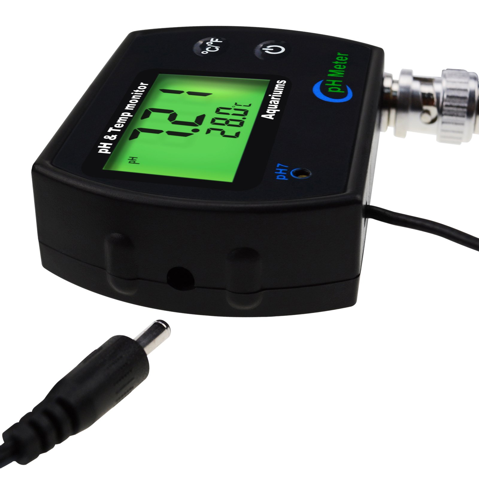 PH & Temperature 2-in-1 Continuous Monitor Meter w/ Backlight Dual Display 0.00~14.00pH degC/ degF for Aquariums Hydroponics