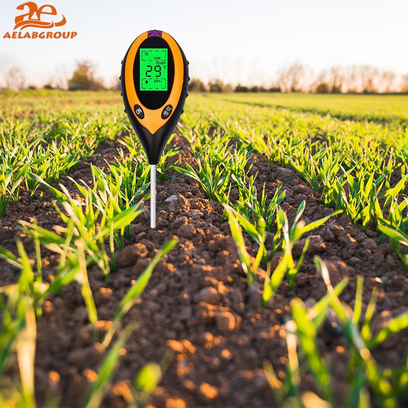 AELAB Portable Digital Moisture Temperature Light PH 4 In 1 Tester Testing Soil PH Meter