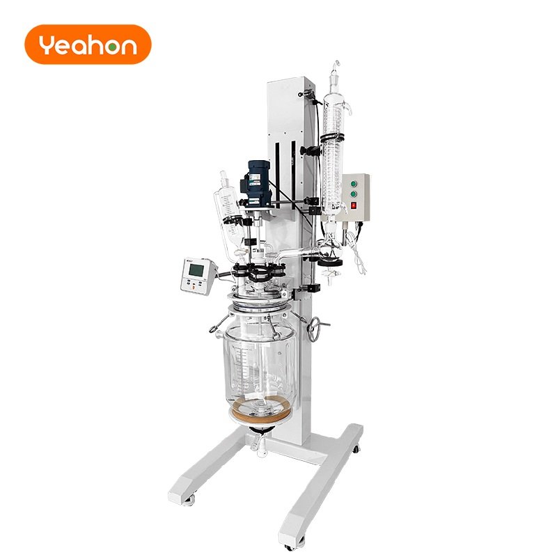Factory Direct Sales Customized Lab white 20L electric Lifting And Rotating jacketed glass reactor with pH meter