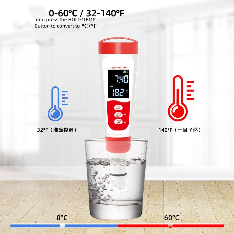 Digital 4 in 1 high accuracy PH Meter for Household Drinking swimming Pool and Aquarium