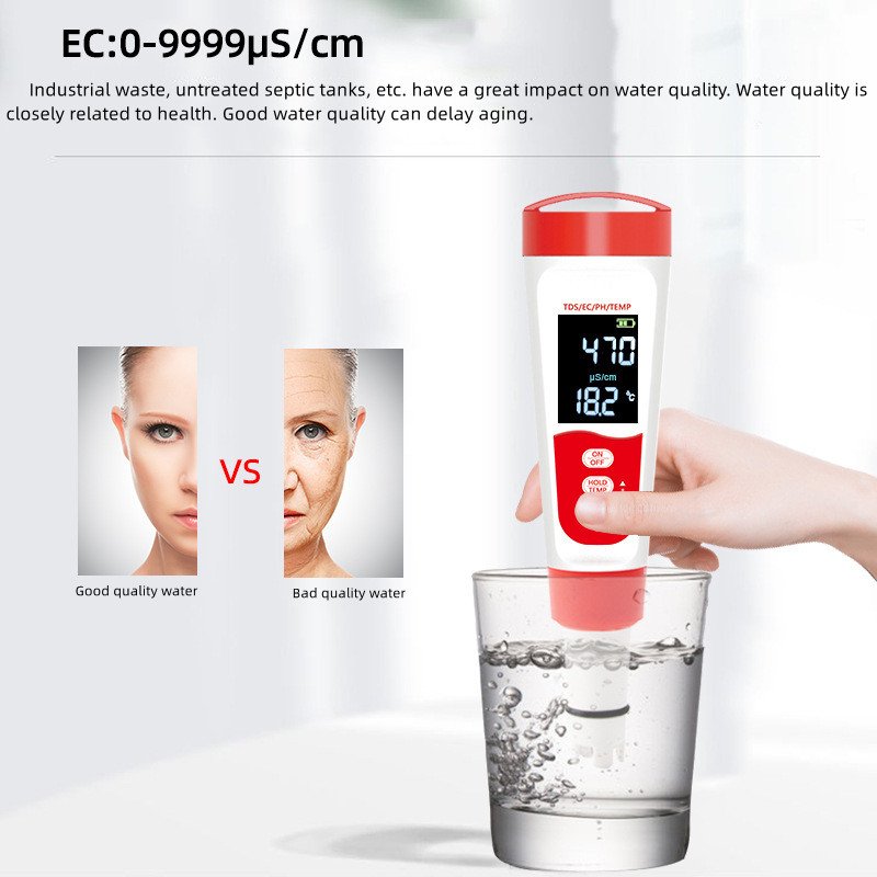 Digital 4 in 1 high accuracy PH Meter for Household Drinking swimming Pool and Aquarium