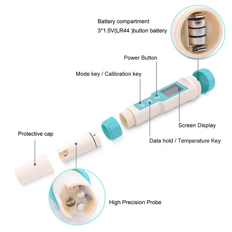 5920 China factory water pH tester pen orp meter 7 in 1 tds/ec/salinity/orp meter temperature tester