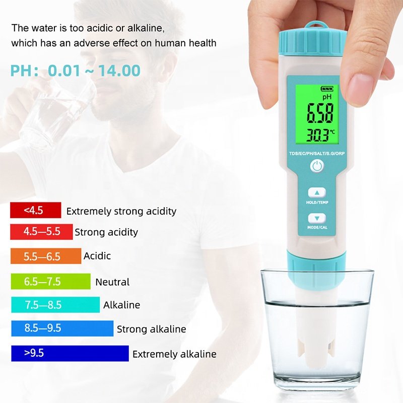 5920 China factory water pH tester pen orp meter 7 in 1 tds/ec/salinity/orp meter temperature tester