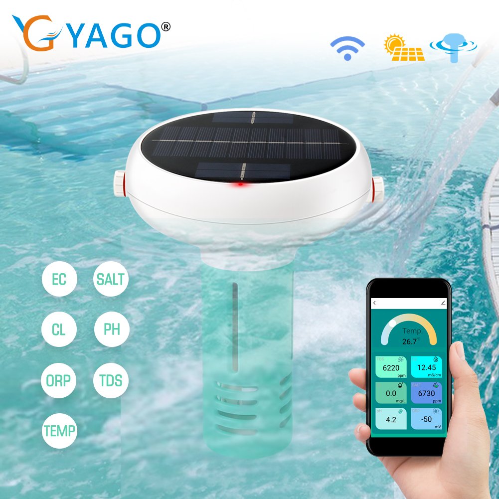 WiFi Zigbee 7 in 1 Chlorine Meter PH/ORP/EC/TDS/Salinity/Temp/CL/Salt Water Tester APP Control PH Monitor with Hub for Swimming