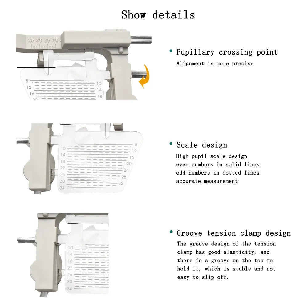 Optical Equipment PH PD Pupil Height Distance Meter Glasses Ruler Adjustable Pupilometer With Aluminum Box PD-10