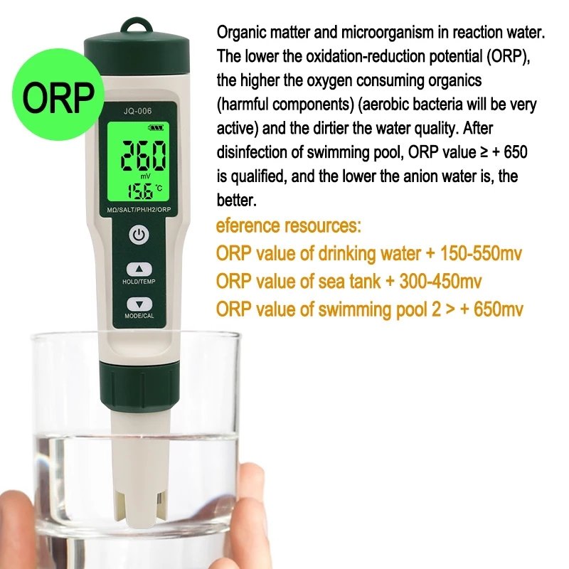 New 10 in 1 Water Quality Tester PH/TDS/EC/SALT/TEMP/S.G/ORP/H2/Fertile/Resistivity Tester Pen For Aquarium Swimming Pool