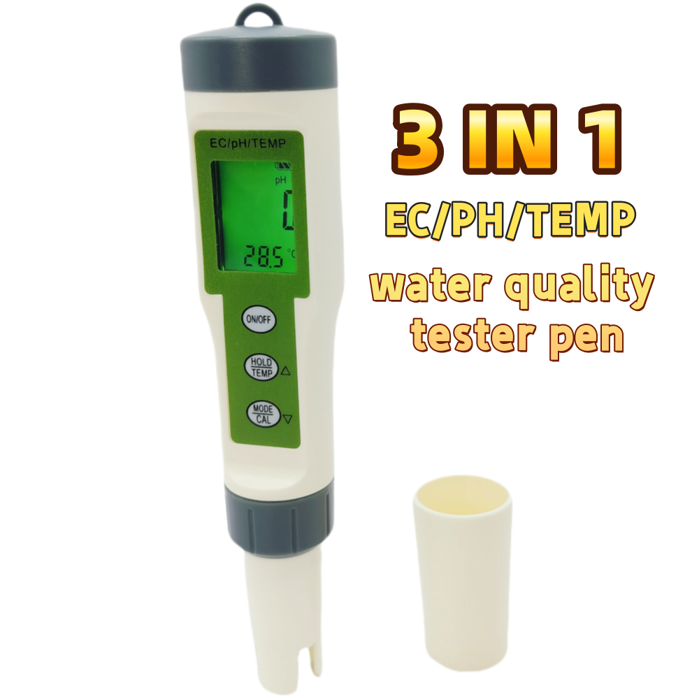 EZ9902 Water Quality Analyzer 3 in 1 Multifunction Tester Pen Temp EC pH Meter with backlight