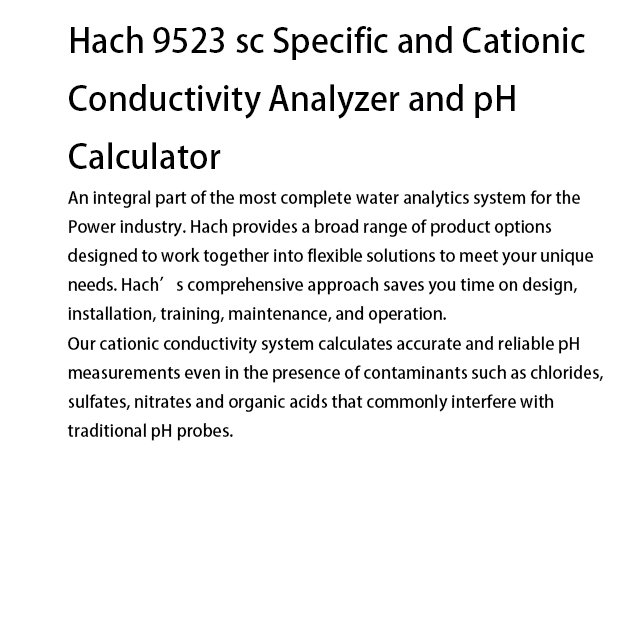 Hach 9523 sc Specific and Cationic Conductivity Analyzer and pH Calculator