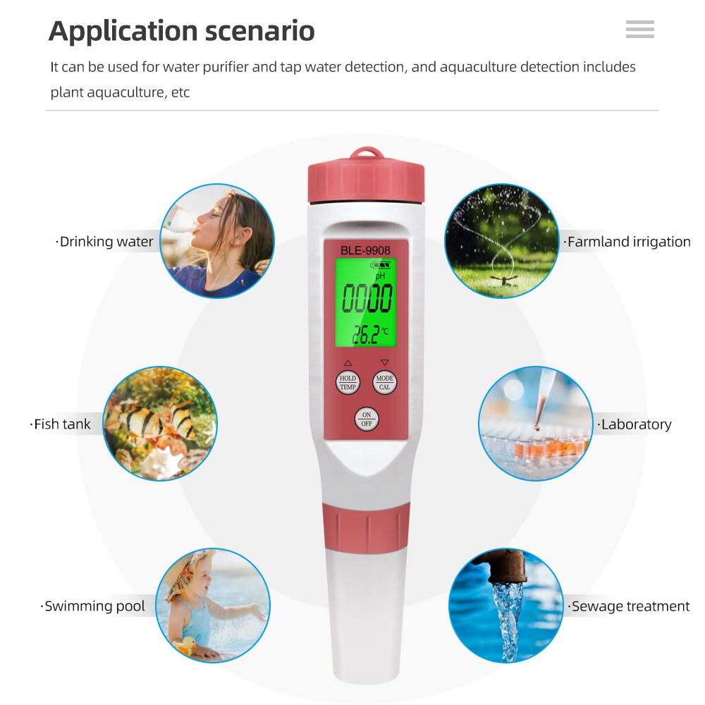 HEDAO BLE-9908 4 In 1 Smart Blue Tooth Ph Meter Ph Ec Tds Tester Electric Blue Tooth Meter 5-point Calibration