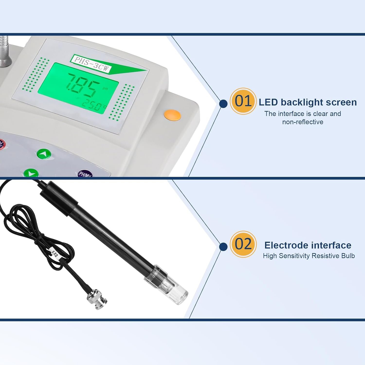 Lab Benchtop pH Meter - Digital Bench Top pH Meter and Electrode,Laboratory ph Meter for Liquid,0.01 pH