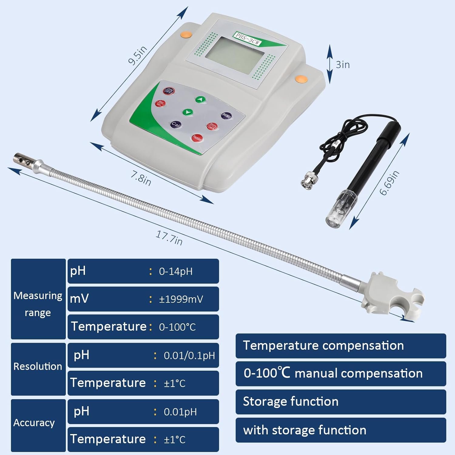 Lab Benchtop pH Meter - Digital Bench Top pH Meter and Electrode,Laboratory ph Meter for Liquid,0.01 pH