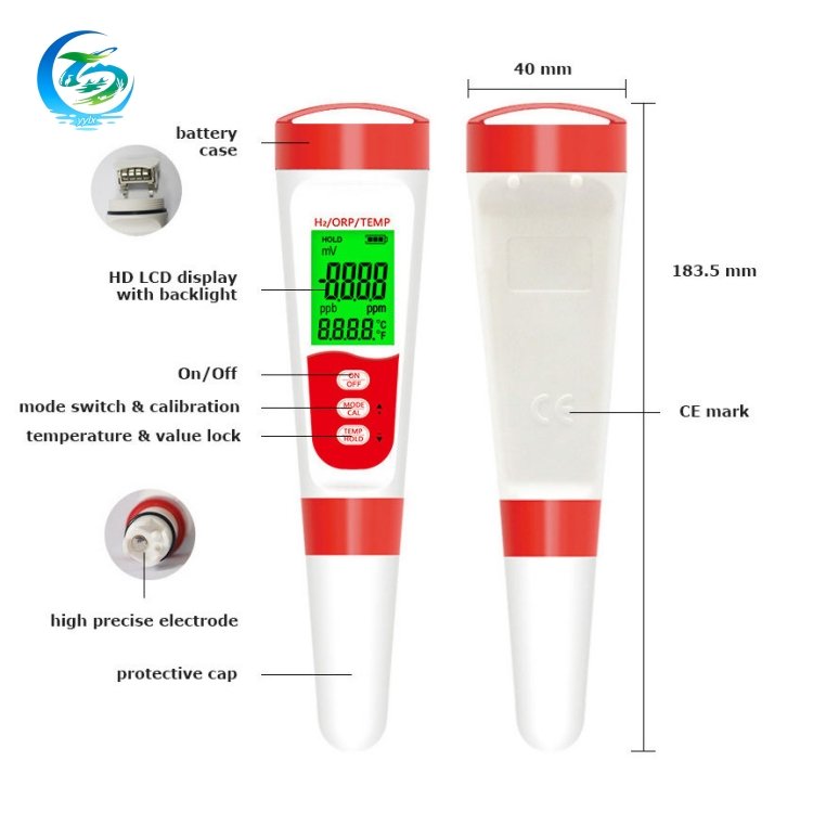 NEW portable h2 meter water dissolved hydrogen/H2 meter orp pen tester meter with Backlight for hydrogen rich water