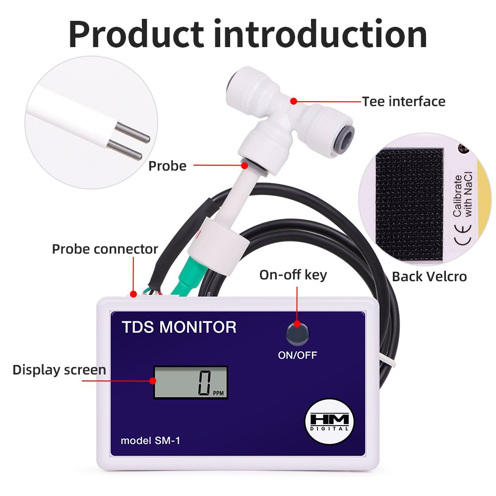 SM-1 Online Digital Dual TDS Monitor With Probe Tds Tester Water Quality Detector