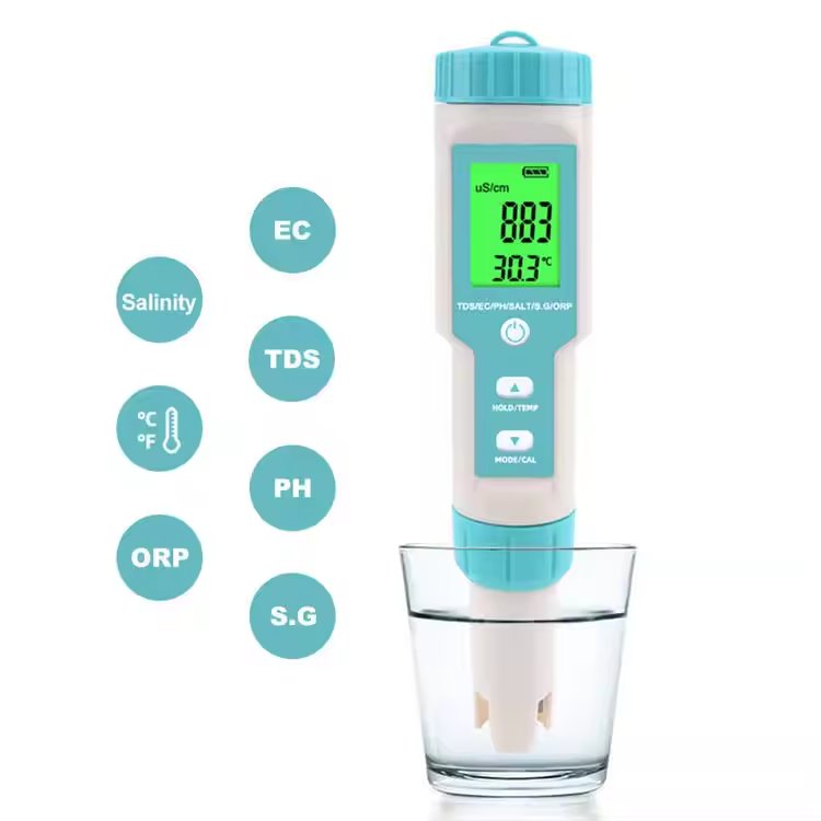 LCD Screen Digital 7 in 1 TEMP Salinity TDS EC PH ORP S.G Meter Water Quality Tester Pen