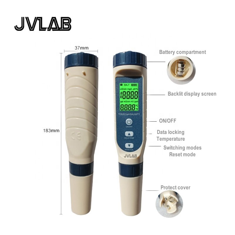 TDS PH EC SALT TEMP 5 In 1 Water Tester Multifunctional Meter