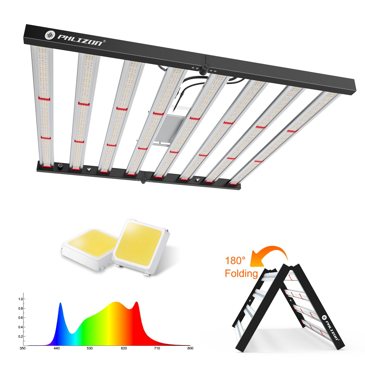 Phlizon Best Commercial Light 640w Led Grow Light Samsung lm281B lm561C lm301B US stock 8 Bar Foldable Led Grow Lights