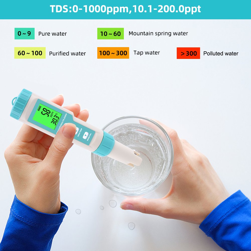 7 in 1 PH/TDS/EC/ORP/Salinity/S.G /TEMP Meter Digital PH Tester C-600 Water Quality Tester for Drinking Water Aquariums PH Meter