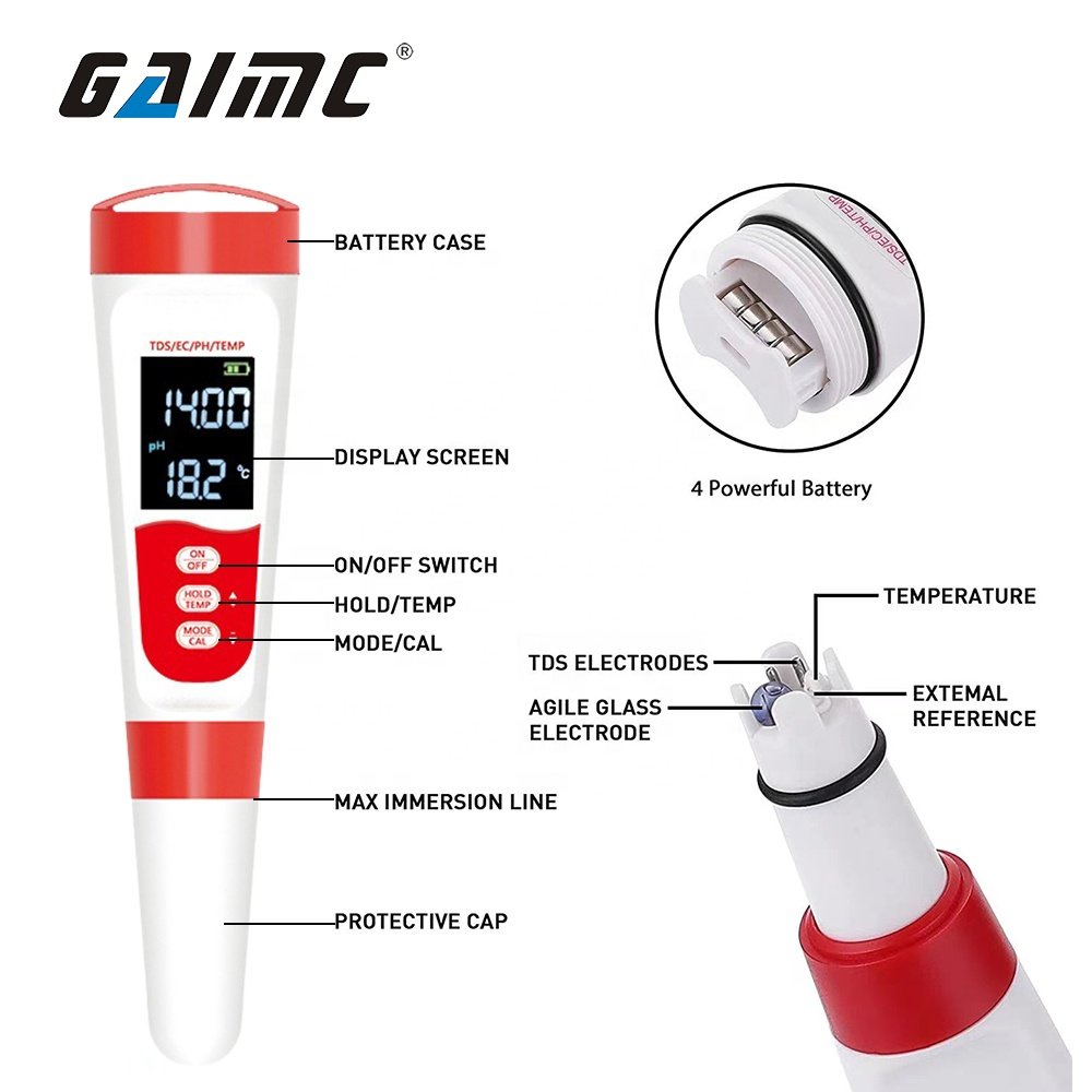 GAIMC 4 in 1PH,EC,TDS, temperature MPH300 Multi-parameter water quality meter