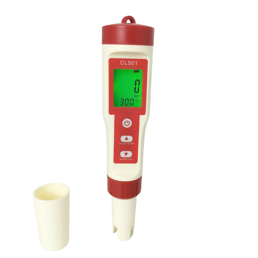 5 in 1 Free Chlorine Meter CL2 Tester Pen Portable CL Temp Meter Swimming Pool Residual Chlorine Monitoring