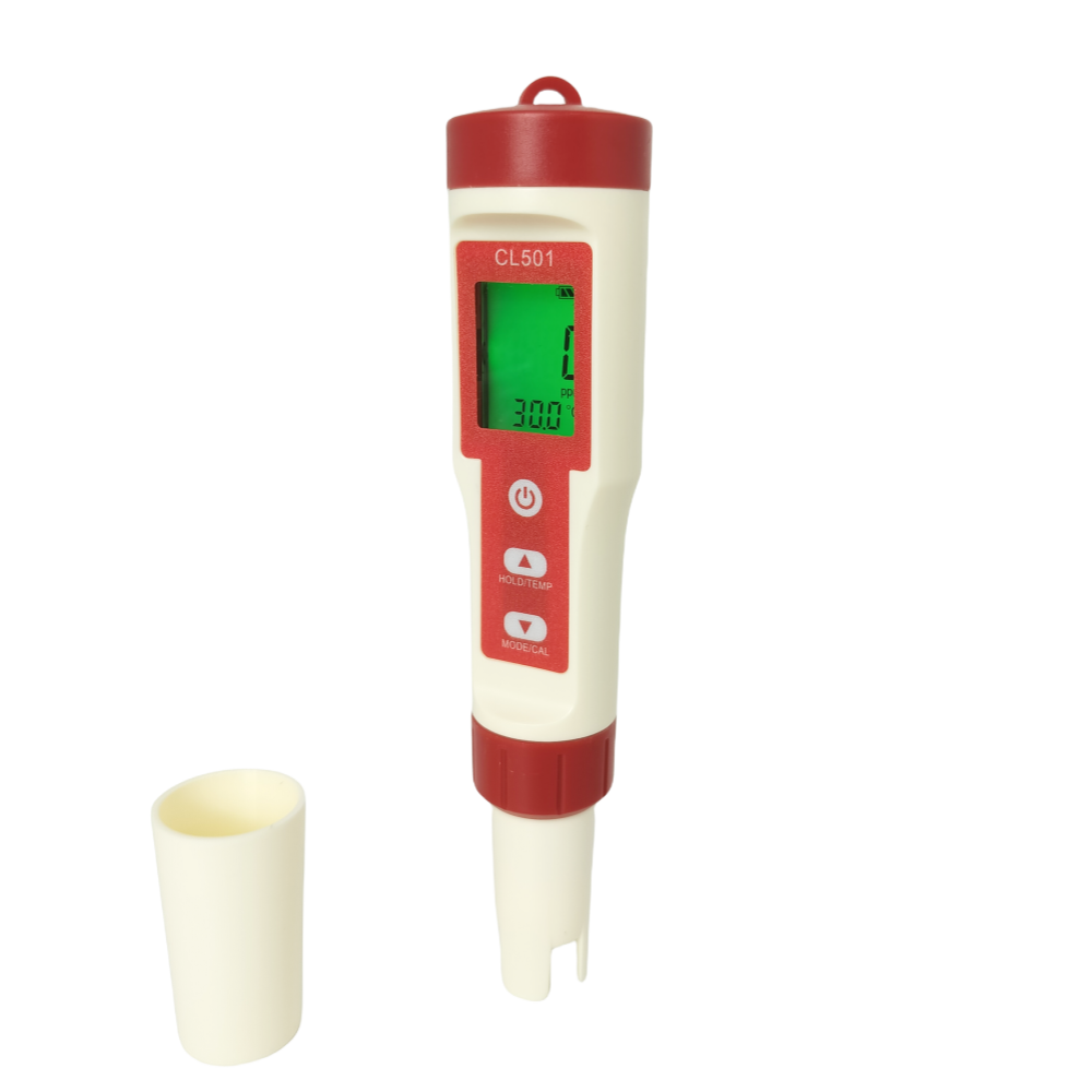 5 in 1 Free Chlorine Meter CL2 Tester Pen Portable CL Temp Meter Swimming Pool Residual Chlorine Monitoring