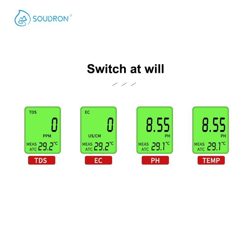 Newest Arrival Cheapest pH Test EC TDS Temp pH Meter Water Quality Tester 4 In 1