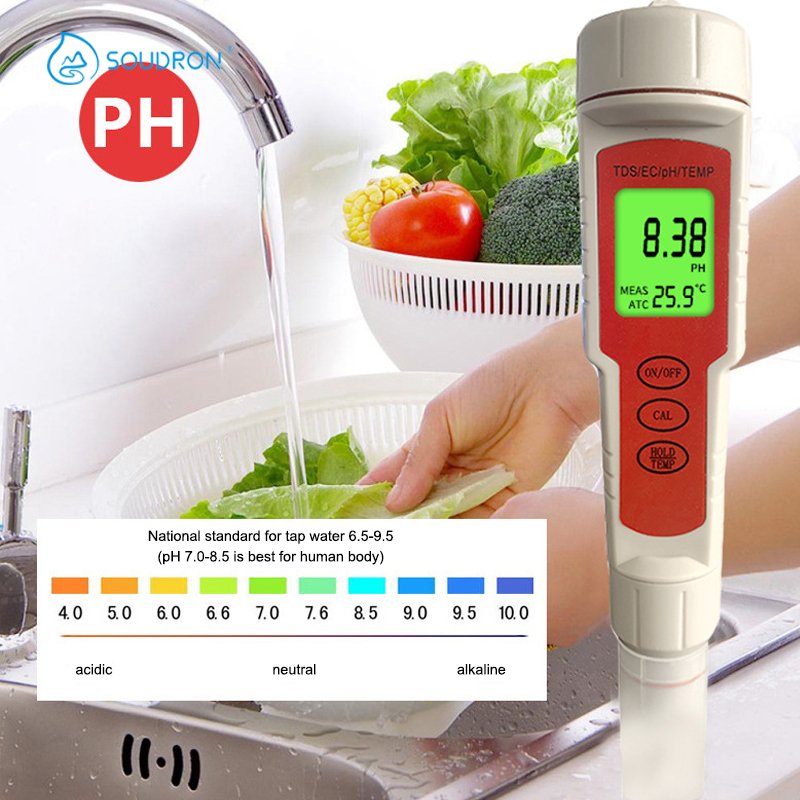 Newest Arrival Cheapest pH Test EC TDS Temp pH Meter Water Quality Tester 4 In 1