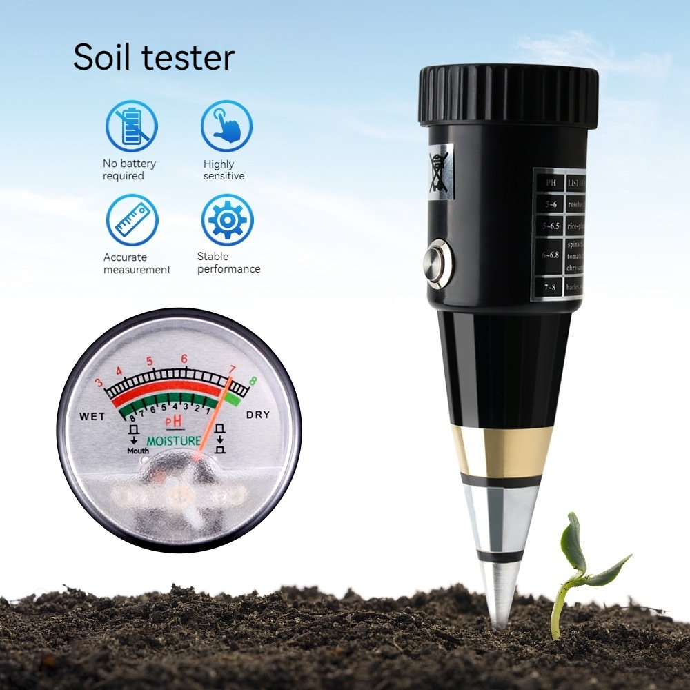 High Precision 2-in-1 Soil Testing Instrument Acidity and Humidity pH Meter for Orchard Nursery and Flower Soil EC Testing