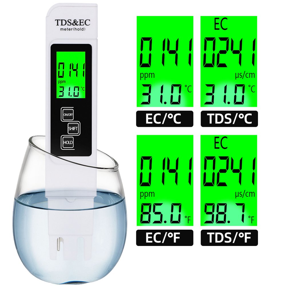 Digital Water Quality Tester TDS EC Meter Range 0-9990 Multifunctional Water Purity Temperature Meter TEMP PPM Tester