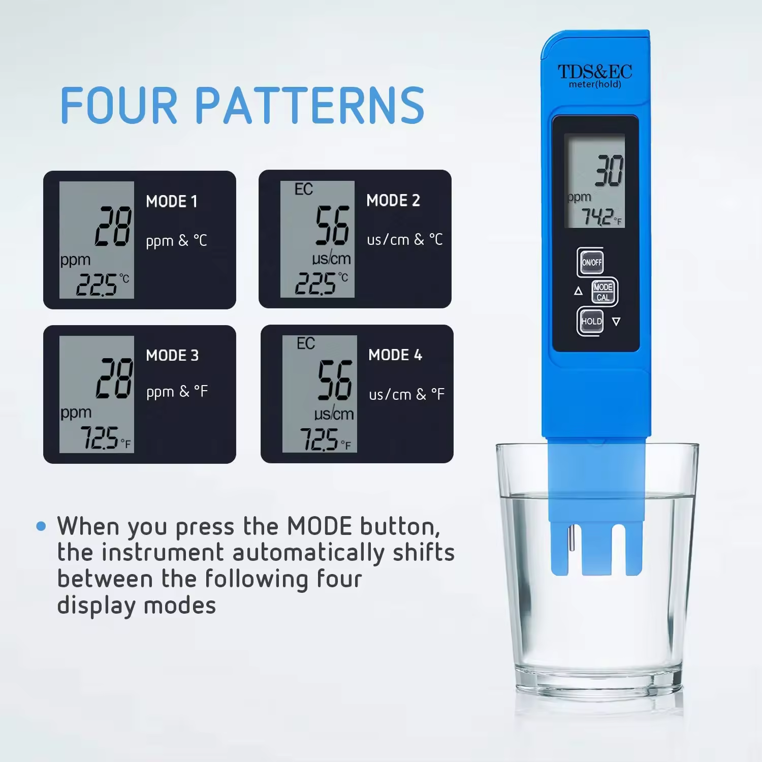 High Accuracy Digital pH TDS Meter Combo Knob Controlled EC Tester for Water Quality for Aquarium RO System Lab Use