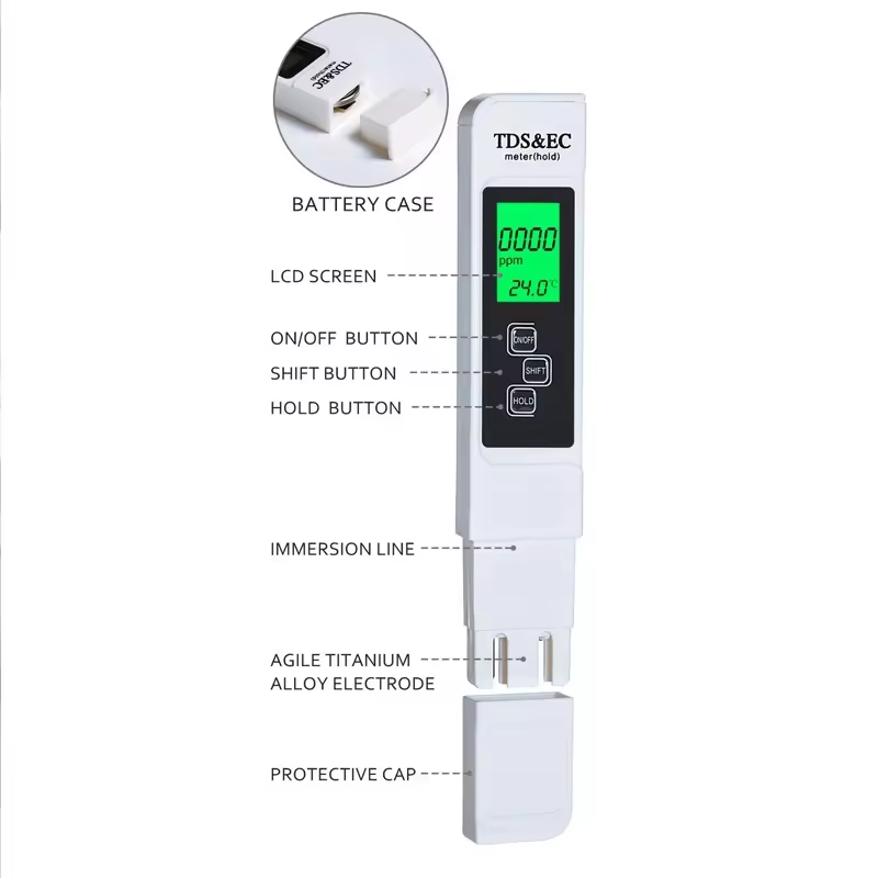High Accuracy Digital pH TDS Meter Combo Knob Controlled EC Tester for Water Quality for Aquarium RO System Lab Use