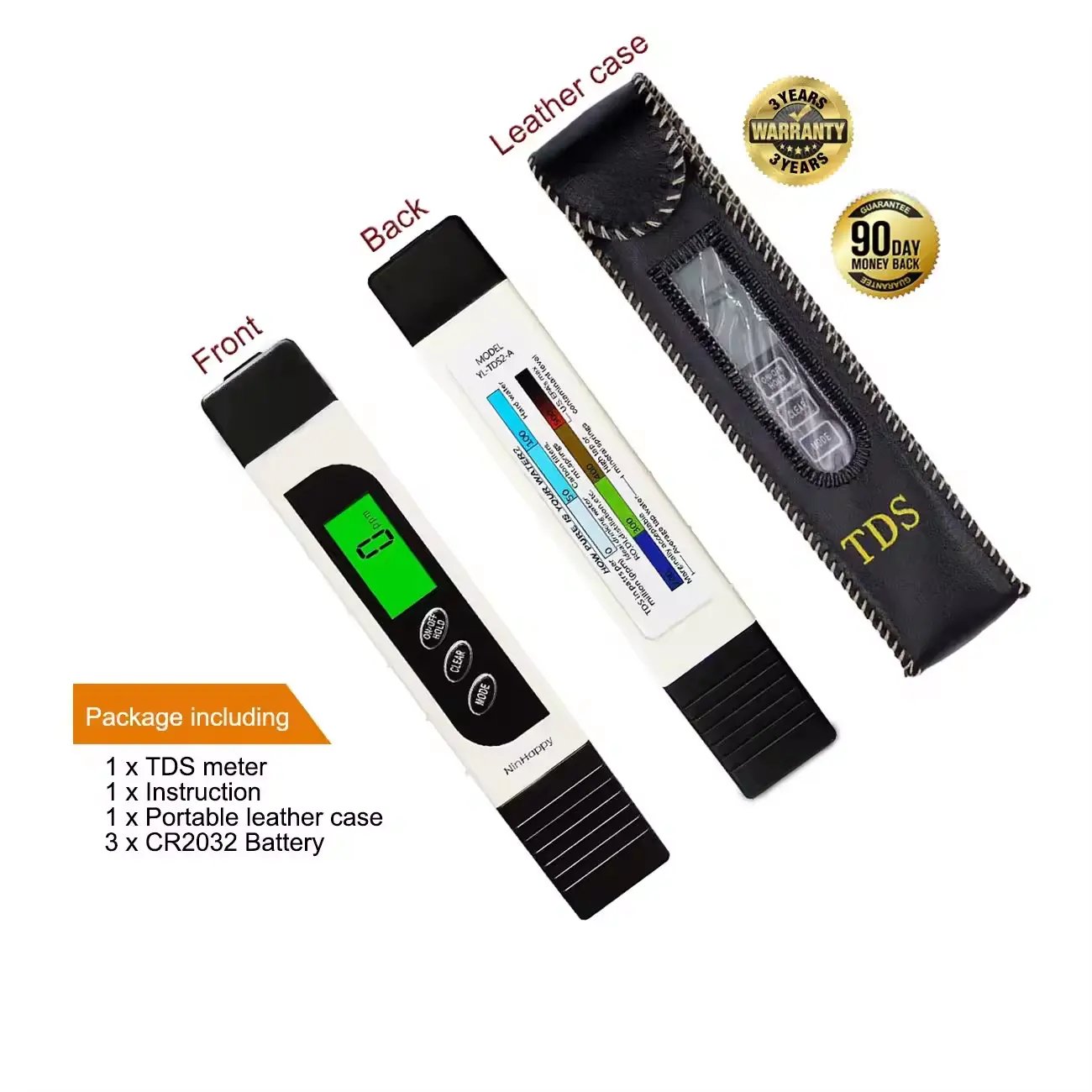 Digital Water Quality Tester 3 in 1 0-9990ppm TDS ECTemperature Meter With Backlight LCD