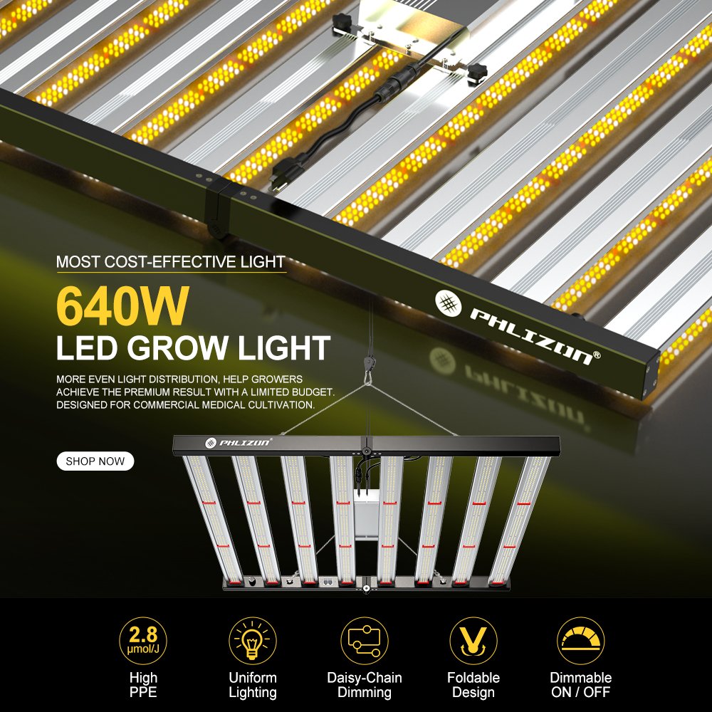 2024 US UK EU Stock Phlizon Full Spectrum Light 640W 800W 1000w Grow Light Smart Controller LED Plant Grow Lamp Bar