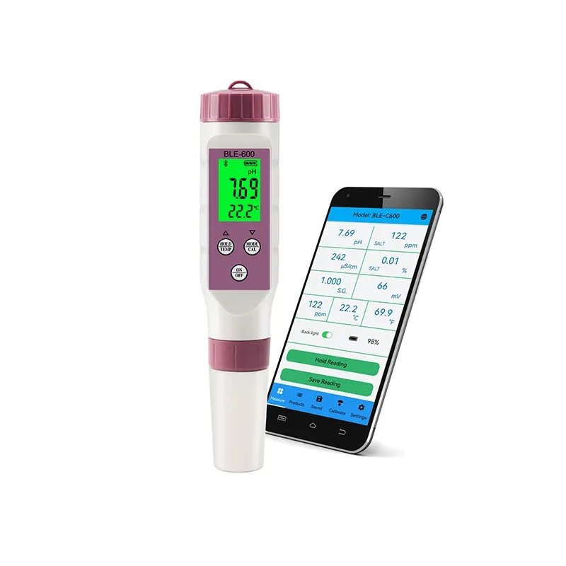 Bluetooth pH Tester 7 in 1 pH ec tds orp Salinity.S.G Temperature Conductivity Sensor Meter for smart pH pocket test kit
