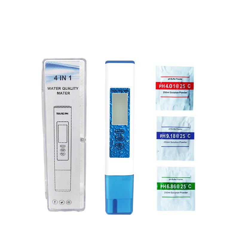 New 4-in-1 Water Quality Test Pen TDS EC PH TEMP Meter for Home Swimming Pools and Aquaculture