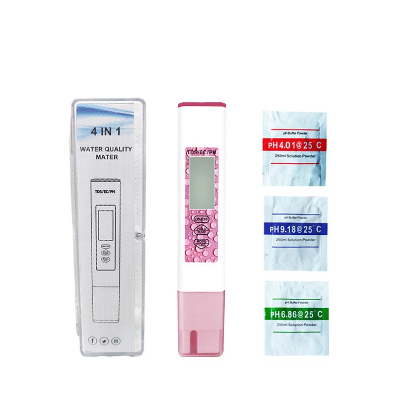 New 4-in-1 Water Quality Test Pen TDS EC PH TEMP Meter for Home Swimming Pools and Aquaculture