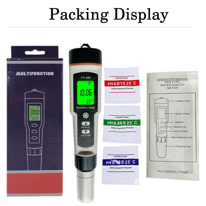 TDS 4-in-1 hydrogen-rich test pen Back Light Digital PH ORP H2 TEMP Meter hydrogen test pen