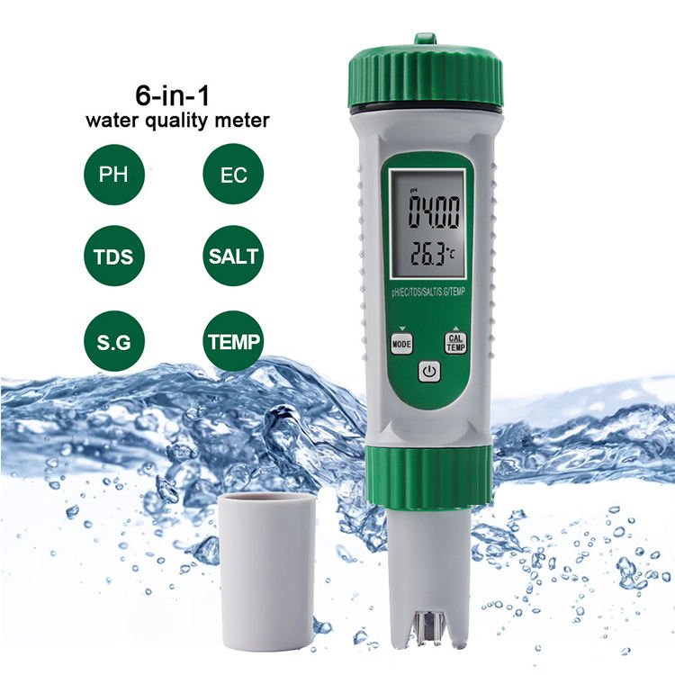 6 in 1 Multifunctional PH/EC/TDS/SALT/S.G/TEMP Water Meter high accuracy ph meter tds ec tester